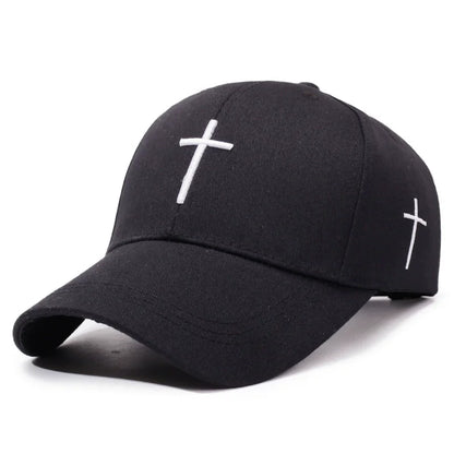 Minimalist Cross Embroidered Adjustable Baseball Cap for Everyday Casual Outdoor Fashion Style