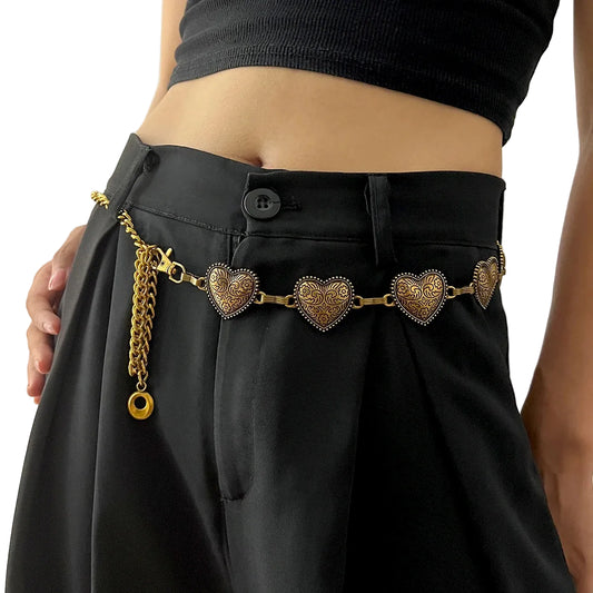 Vintage Heart Chain Waist Belt for Gothic Harajuku Alternative Fashion Looks