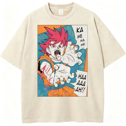 Vintage Washed Oversized Graphic Tee with Retro Comic Streetwear Illustration
