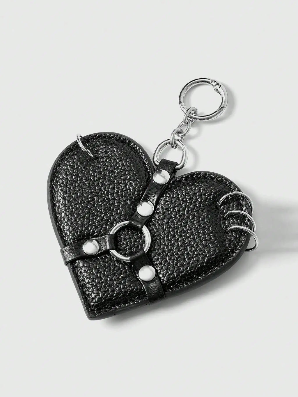 Studded Heart Keychain Charm for Gothic Punk and Alternative Accessories