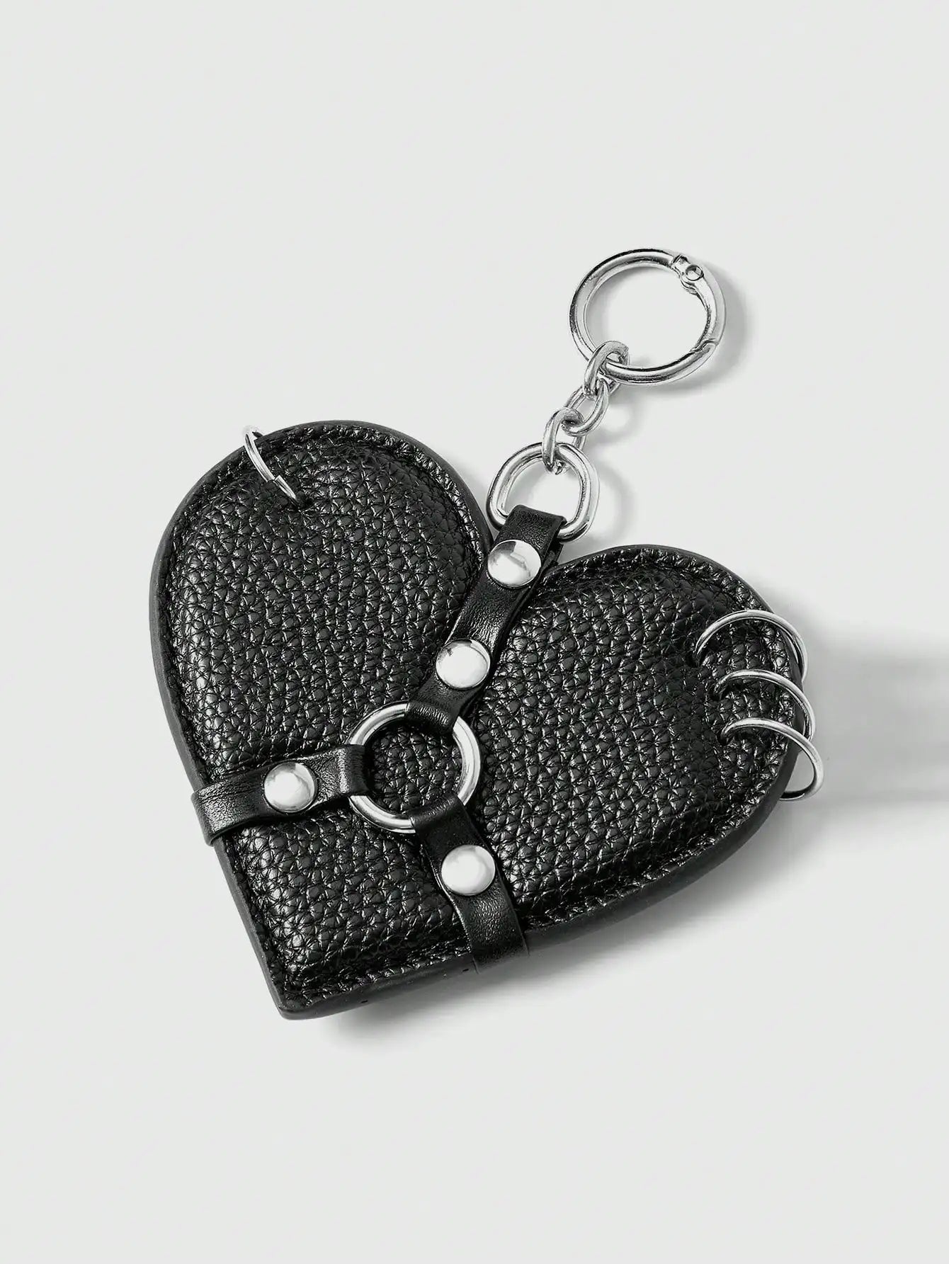 Studded Heart Keychain Charm for Gothic Punk and Alternative Accessories