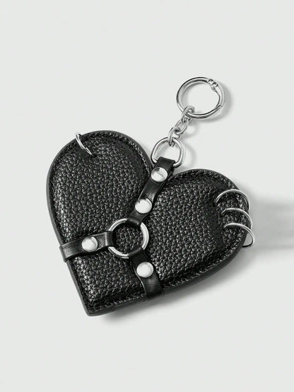 Studded Heart Keychain Charm for Gothic Punk and Alternative Accessories