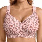Women's Leopard Print Seamless Wireless Bra with Full-Coverage Cups, Adjustable Straps and Feminine Animal Print Design
