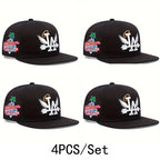 Embroidered Flat Brim Snapback Cap Adjustable Streetwear Hip Hop Baseball Fashion Hat