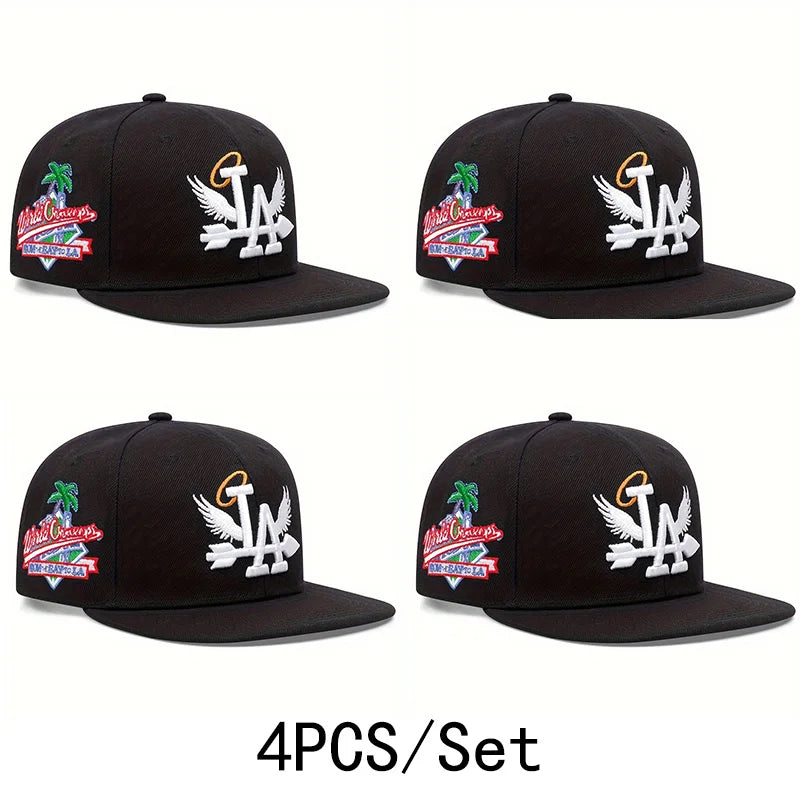 Embroidered Flat Brim Snapback Cap Adjustable Streetwear Hip Hop Baseball Fashion Hat