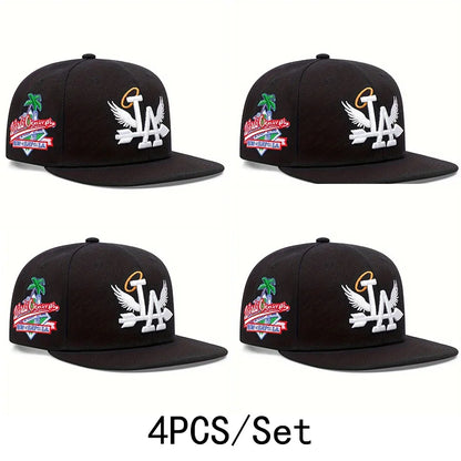 Embroidered Flat Brim Snapback Cap Adjustable Streetwear Hip Hop Baseball Fashion Hat