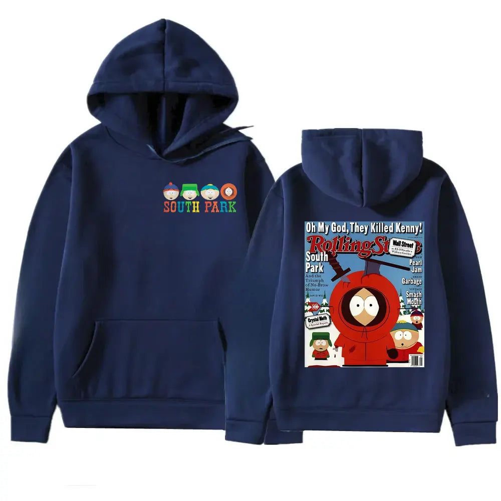 Cartoon Graphic Hoodie with Relaxed Streetwear Fit and Large Back Artwork