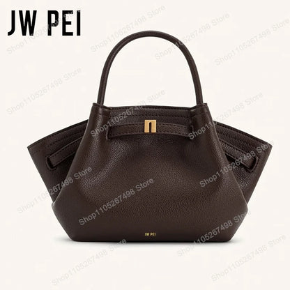 Minimalist Split Leather Hobo Tote Bag with Top Handle Everyday Work Design
