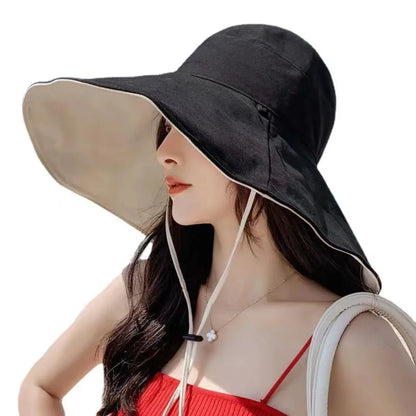 Wide Brim Foldable Sun Hat with UPF Protection and Adjustable Chin Strap for Outdoor Wear