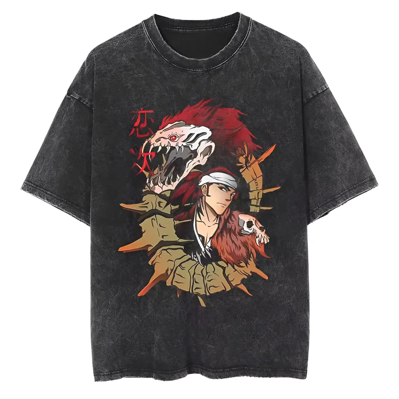 Dark Fantasy Anime-Inspired Manga Streetwear Oversized Washed Cotton T-Shirt
