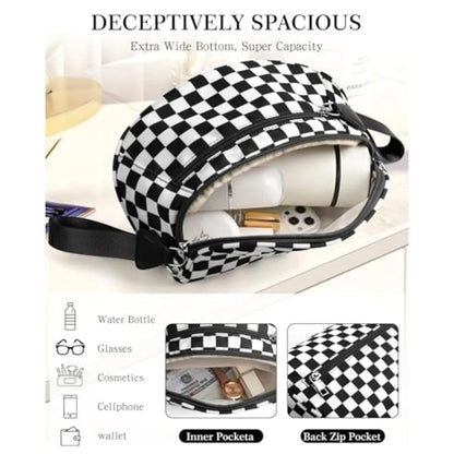 Checkered Crossbody Belt Bag with Adjustable Strap Everyday Travel Design
