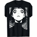 Dark Manga-Inspired Oversized Streetwear Tee With Anime Goth Portrait Artwork