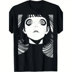 Dark Manga-Inspired Oversized Streetwear Tee With Anime Goth Portrait Artwork