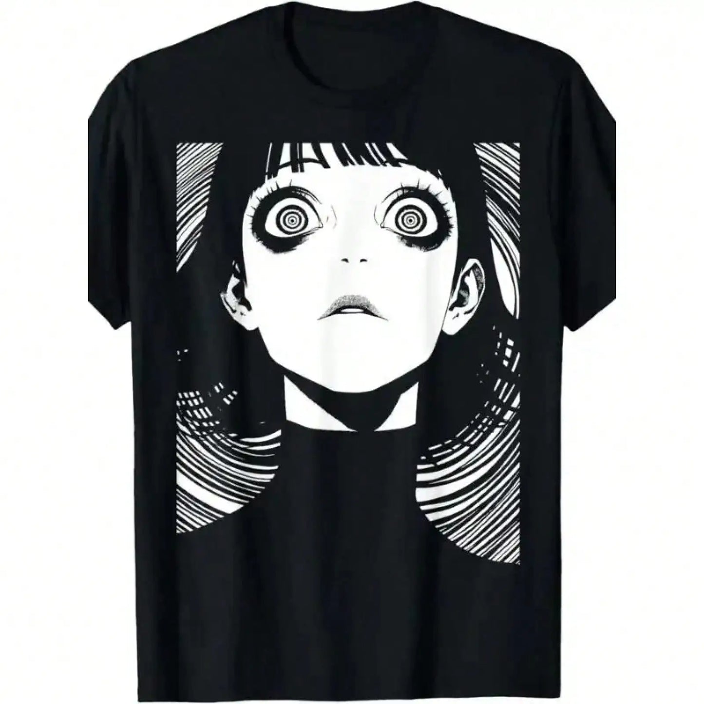 Dark Manga-Inspired Oversized Streetwear Tee With Anime Goth Portrait Artwork