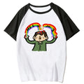 Rainbow Mood Anime Raglan Oversized Casual Streetwear Cotton T-Shirt