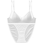 Seamless Minimalist Triangle Bralette and High-Leg Cheeky Panty Set with Double-Strap Accents