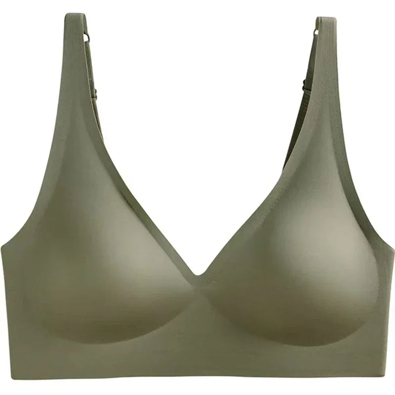 Plunging V-Neck Seamless-Style Wireless Bra with Smooth Molded Cups