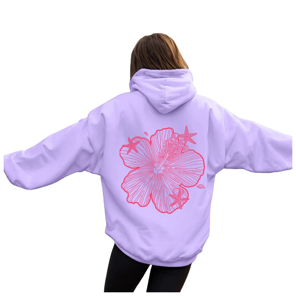 Women's Oversized Floral Graphic Pullover Hoodie Relaxed Casual Streetwear Sweatshirt for Everyday Wear