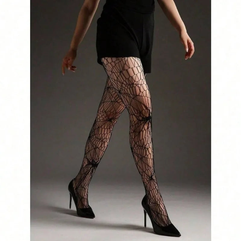 Cross Pattern Fishnet Tights High Stretch Gothic Alternative Fashion Hosiery