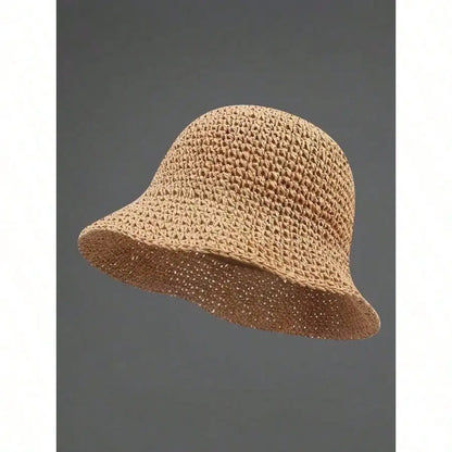 Women's Woven Bucket Sun Hat with Textured Design for Casual Beach and Vacation Wear