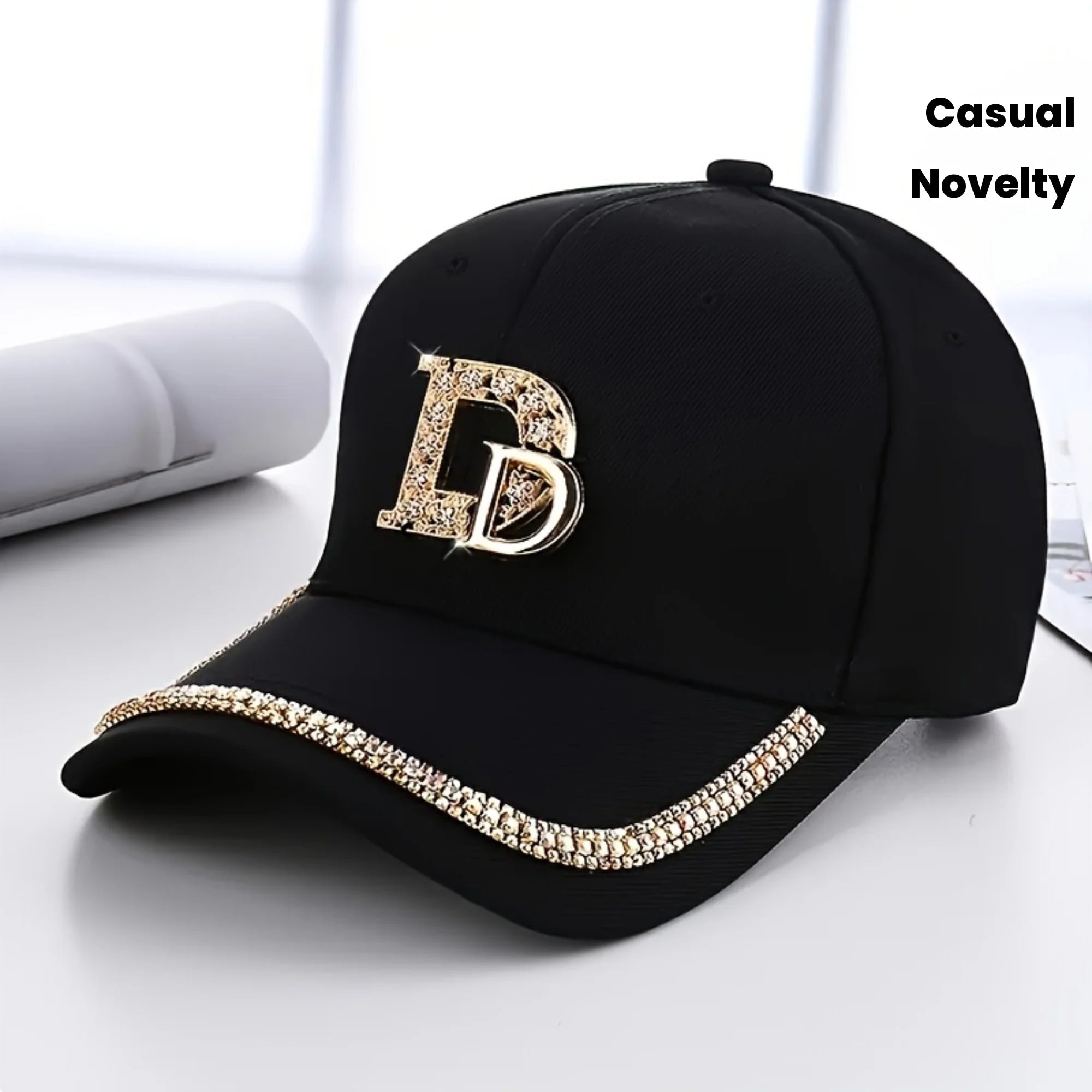Rhinestone Embellished Baseball Cap Adjustable Curved Brim Fashion Streetwear Hat