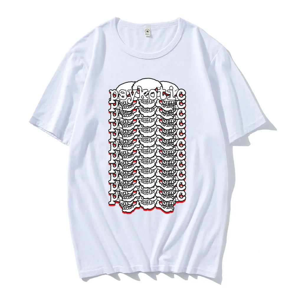 Abstract Skeletal Graphic Cotton Streetwear T-Shirt with Bold Center Print