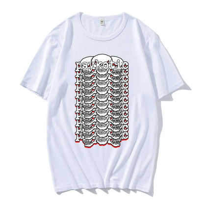 Abstract Skeletal Graphic Cotton Streetwear T-Shirt with Bold Center Print