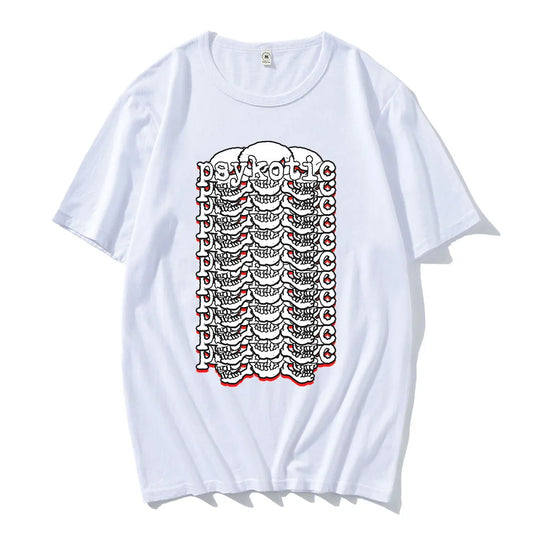 Abstract Skeletal Graphic Cotton Streetwear T-Shirt with Bold Center Print