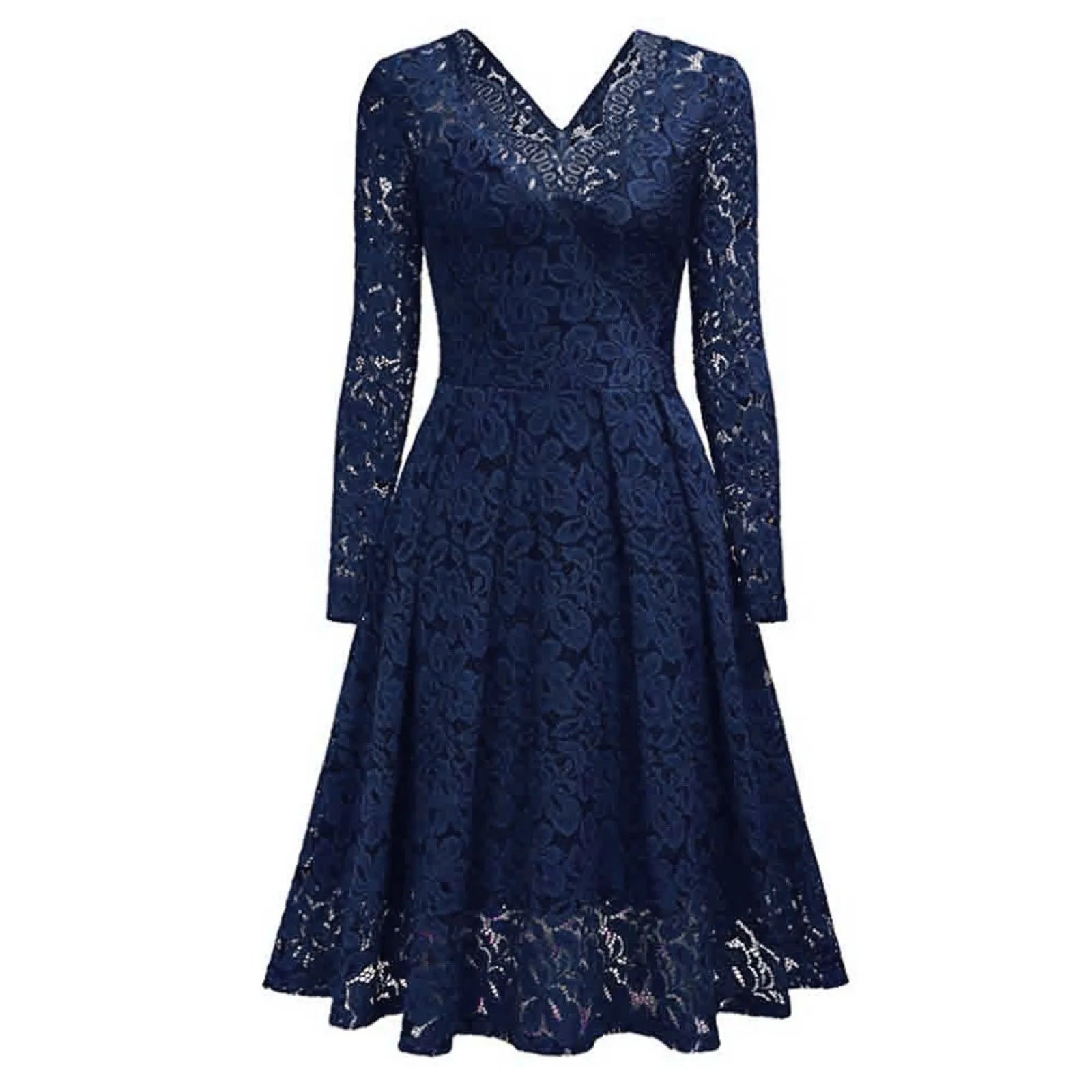 Elegant Lace Long Sleeve Gothic Alternative Midi Dress