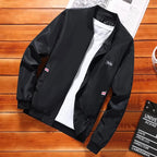 Men's Lightweight Zip Windbreaker Jacket with Stand Collar for Casual Outdoor Streetwear