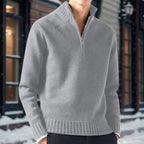 Men's Half Zip Mock Neck Minimalist Knit Casual Sweater Pullover