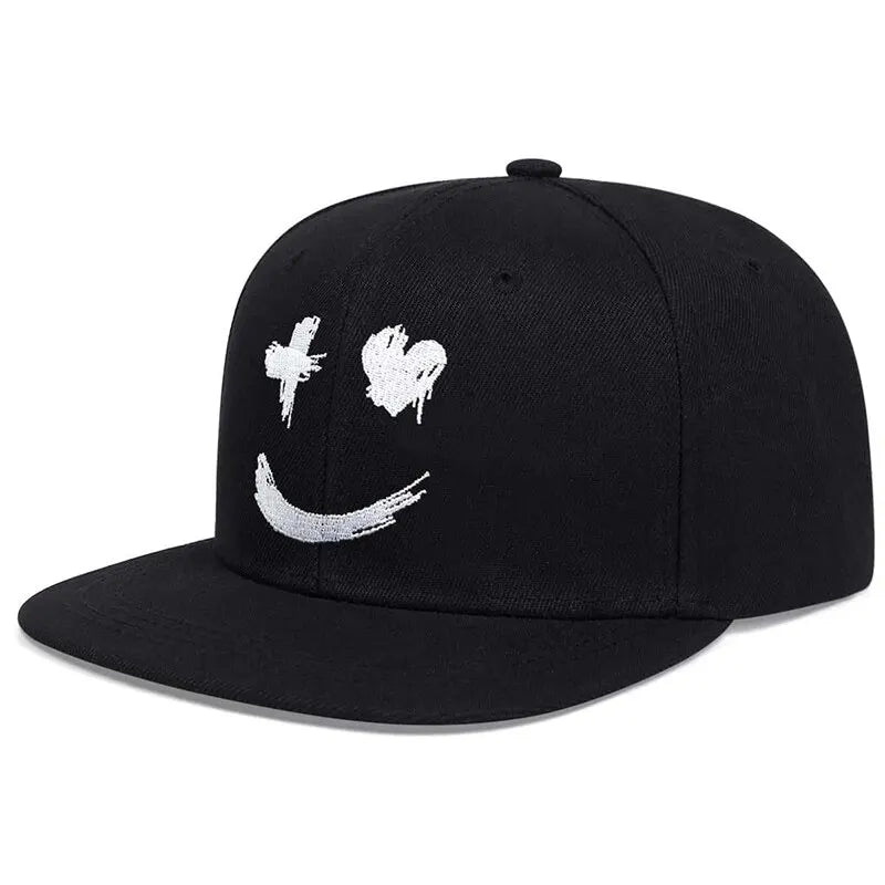 Graphic Embroidered Flat Brim Snapback Cap Adjustable Hip Hop Streetwear Fashion Hat