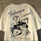 Oversized Streetwear Graphic Cotton T-Shirt with Abstract Sketch Artwork and Urban Casual Style