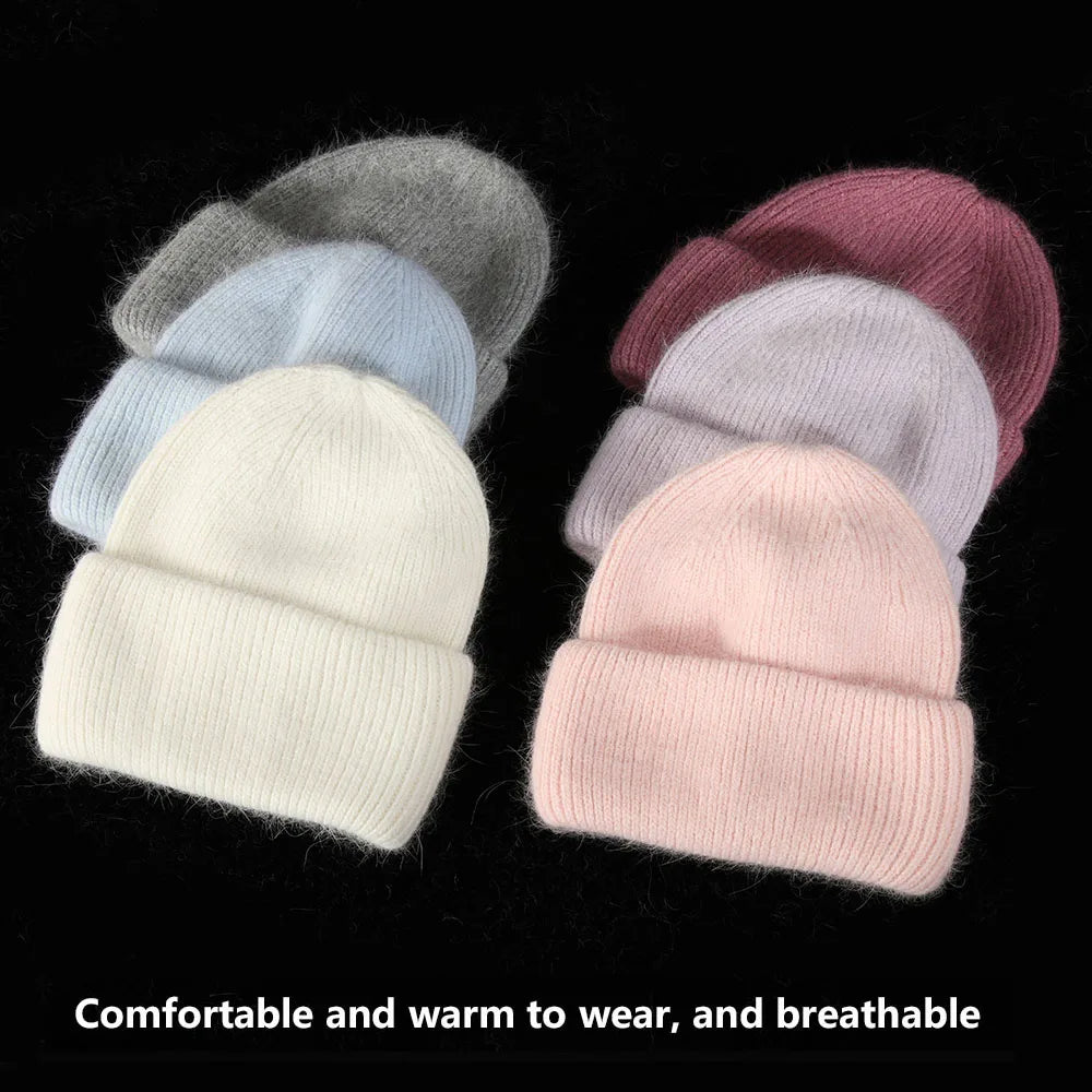 Soft Rabbit Fur Knit Beanie for Everyday Casual Outdoor Winter Fashion and Comfort Style
