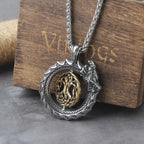 Ouroboros Tree Symbol Pendant Necklace with Mystical Alternative Statement Design