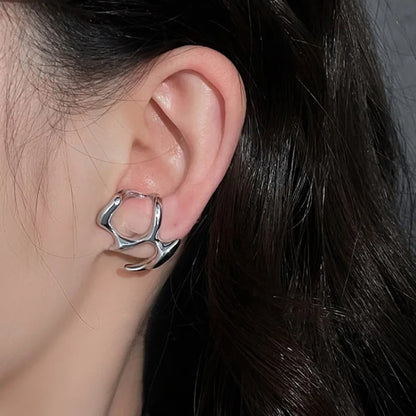 Liquid Metal Inspired Clip Earrings for Y2K Punk Alternative Fashion