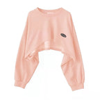 Women's Cropped Batwing Sleeve Sweatshirt with Relaxed Fit for Modern Streetwear Style
