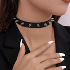 Spike Stud Choker Necklace for Punk Gothic Alternative Fashion Styling