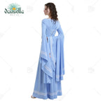 Women's Renaissance-Inspired Maxi Dress with Flowing Bell Sleeves and Empire Waist Design
