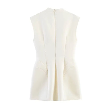 Sleeveless Structured Mini Dress with Soft Volume and Modern Shape