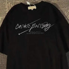 Oversized Script Cross Graphic Cotton T-Shirt with Artistic Streetwear Design