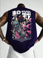 Minimalist Cotton Sleeveless Tank Top with Clean Japanese Streetwear Inspired Graphic Detail