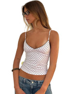 Polka Dot V-Neck Crop Top with Slim Fit Backless Streetwear Camisole Design