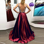 Deep V Maxi Dress With Textured Bodice And Flowing Skirt
