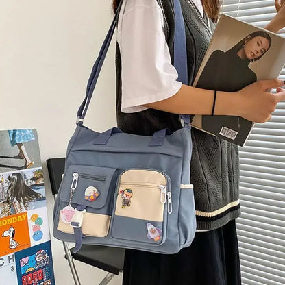 Utility Style Crossbody Tote Bag with Organized Storage Design