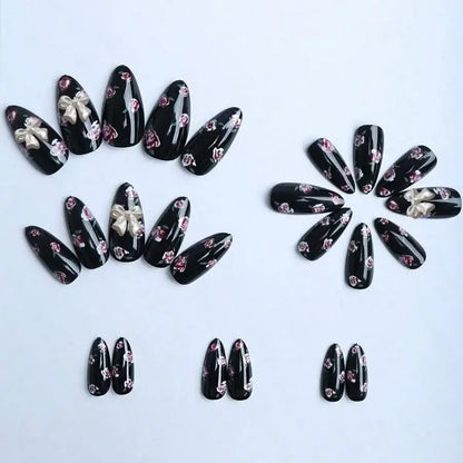 Dark Floral Gothic Press-On Nail Art Set
