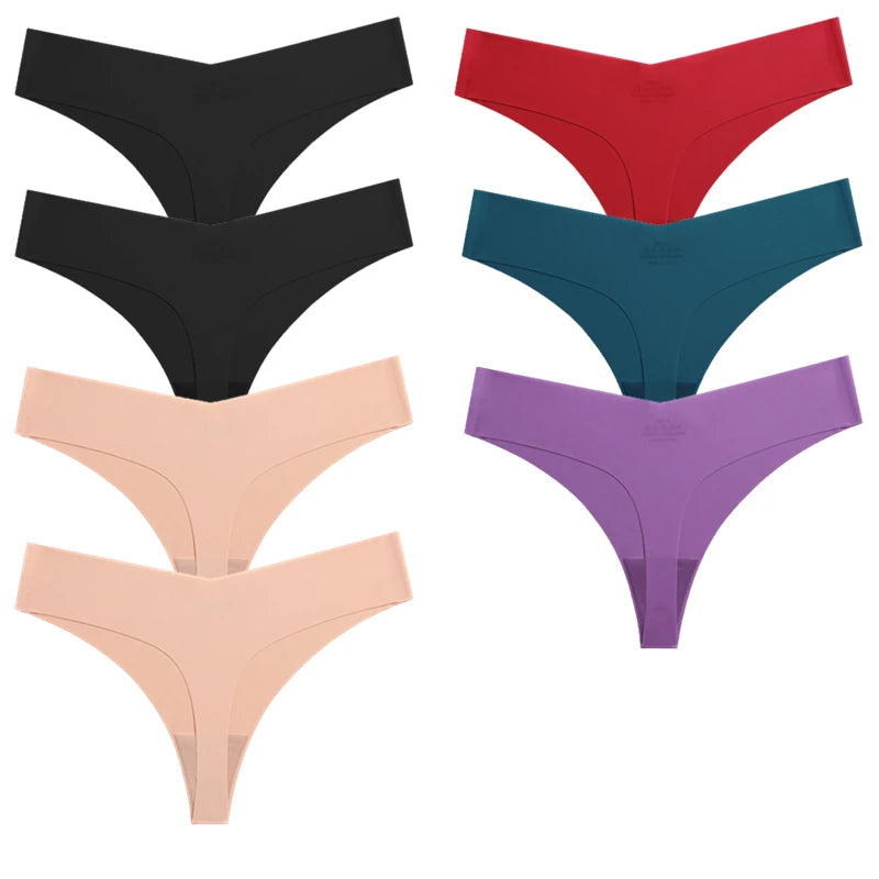 Seven-Piece Seamless V-Front Thong Set in Vibrant Jewel Tones