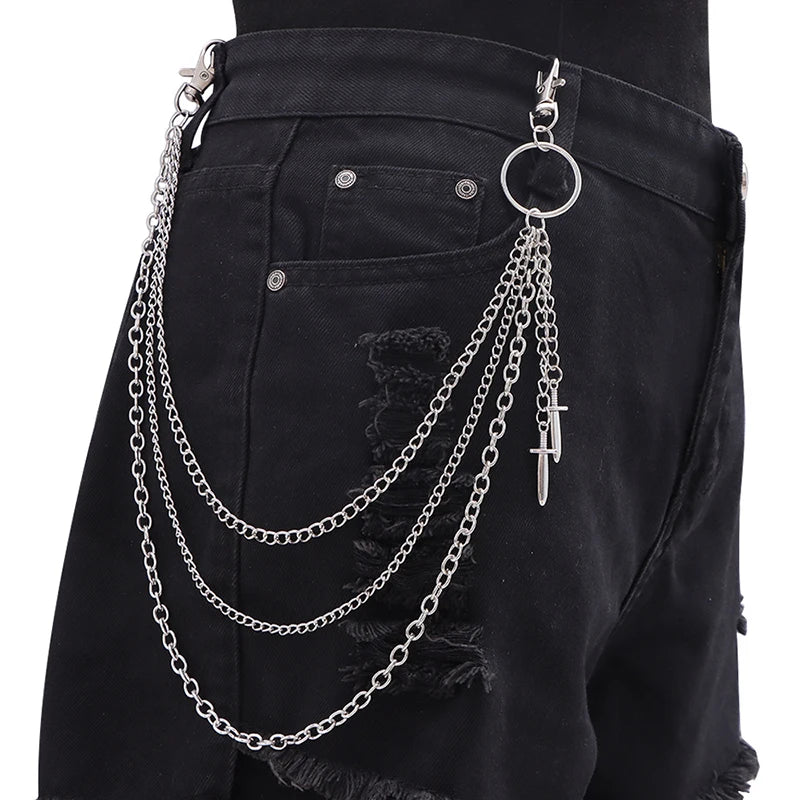 Layered Spike Chain Belt Accessory for Punk, Grunge and Gothic Outfits