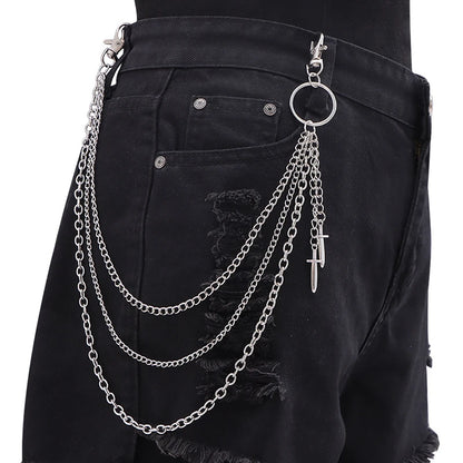 Layered Spike Chain Belt Accessory for Punk, Grunge and Gothic Outfits