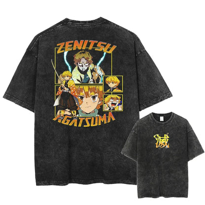 Thunder Hero Anime Oversized Back Print Cotton Streetwear T-Shirt